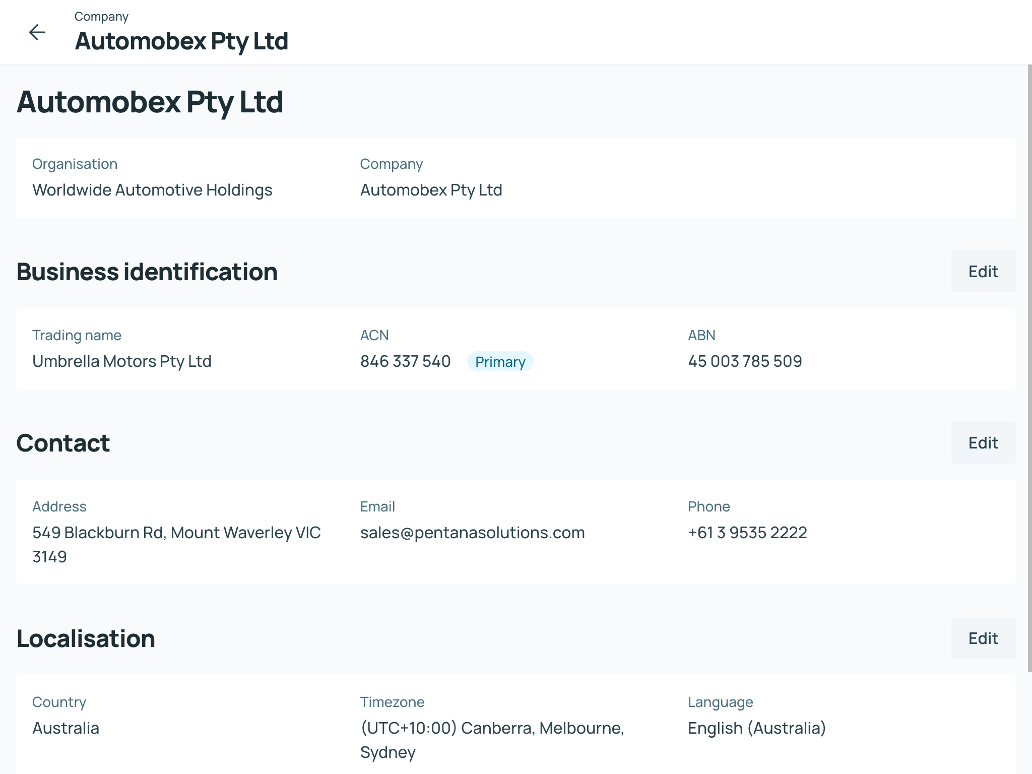 Company details