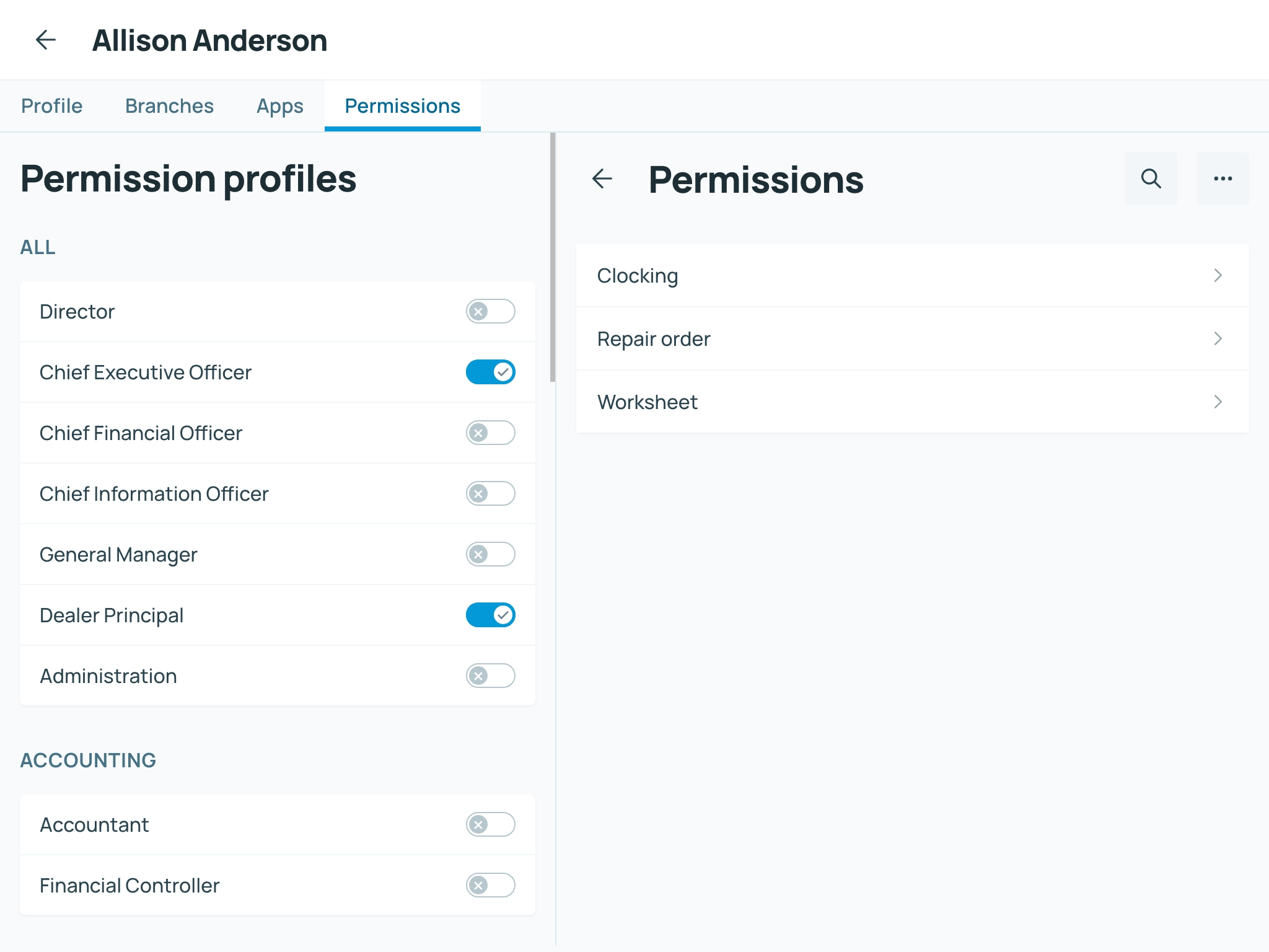 User permission