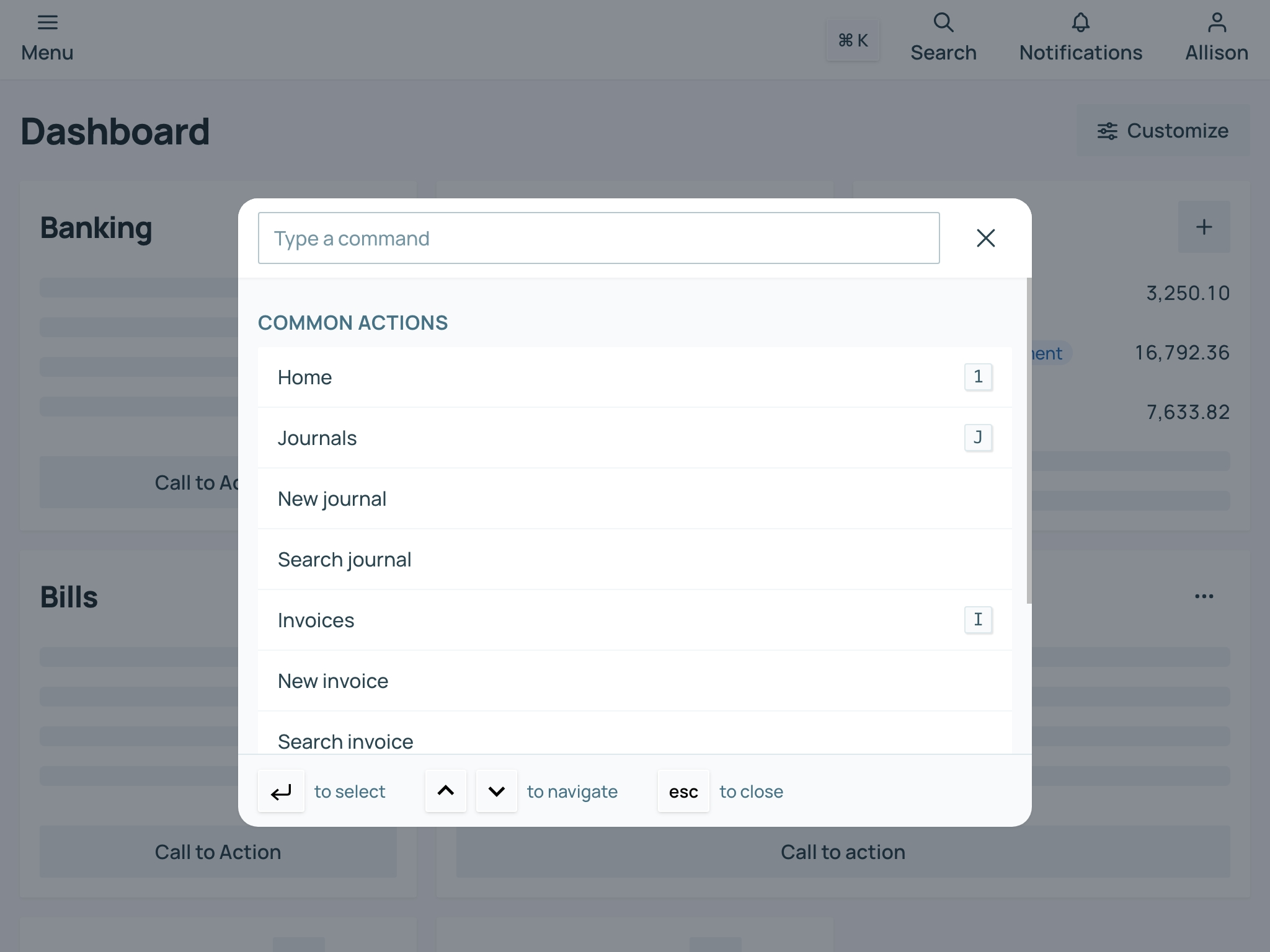 Command bar